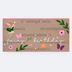 Fairy 1st Birthday Banner Template